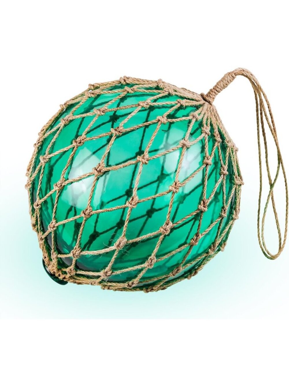 Nautical Beach Glass Fishing Float Decorative Ball 10" Aqua Coastal Decor